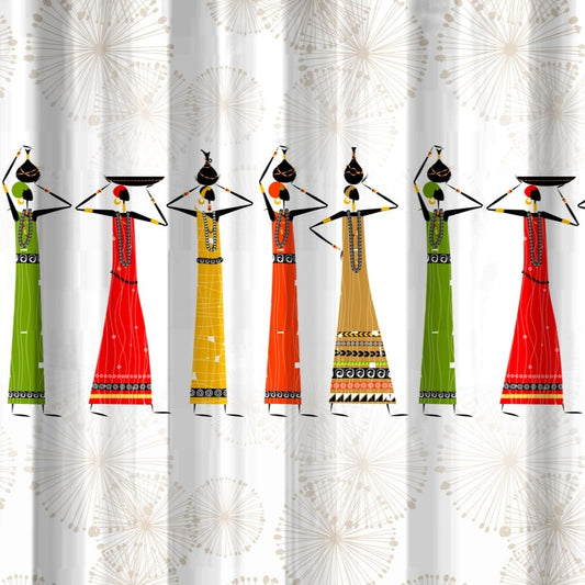 Priresa Zavesa za tuš AFRICA 180x200 cm | Vodoodporna tekstilna kopalniška zavesa s potiskom + 12 plastičnih obročev